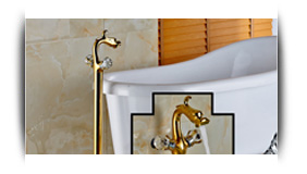 Золотой смеситель на пол для ванной, очень много различных моделей