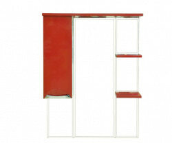 Шкаф-зеркало 75 см, красная пленка, левый, Misty Жасмин 75 L П-Жас02075-042СвЛ