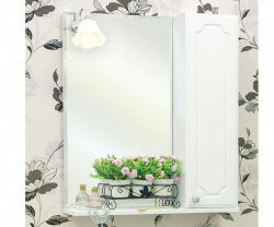 Шкаф-зеркало 70 см, белый, правый, Sanflor Ксения 70 R
