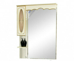 Шкаф-зеркало 80 см, бежевая патина, левый, Misty Монако 80 L Л-Мнк02080-033Л