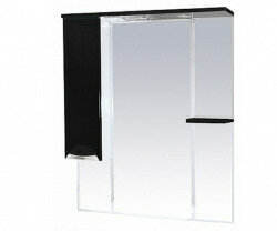 Шкаф-зеркало 90 см, черный, левый, Misty Кристи 90 L П-Кри02090-021СвЛ