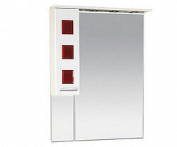 Шкаф-зеркало 80 см, белый/красный, левый, Misty Кармен 80 L П-Крм04080-2615Л