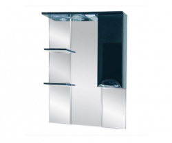 Шкаф-зеркало 75 см, чёрная эмаль, правый, Misty Жасмин 75 R П-Жас02075-021СвП