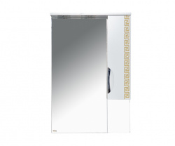 Шкаф-зеркало 70 см, белый/золотая патина, правый, Misty Престиж 70 R Э-Прсж02070-013ПЗлп