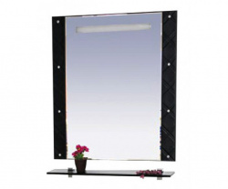 Зеркало 60 см, черно-белая кожа, Misty Гранд Lux 60 cristallo Л-Грл02060-249Кс