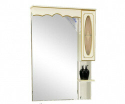Шкаф-зеркало 80 см, бежевая патина, правый, Misty Монако 80 R Л-Мнк02080-033П