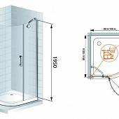 Душевой уголок 100х100 см, профиль бронза, левый, Cezares MAGIC-R-1-100-C-Br-L