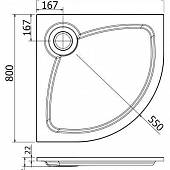 Душевой поддон 80х80 см Cezares TRAY-S-R-80-550-56-W