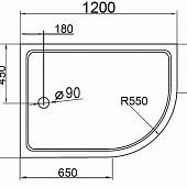 Душевой поддон 120х100 см, правый, Cezares TRAY-A-RH-120/100-550-15-W-R