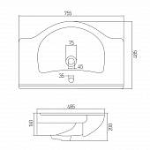 Раковина 75 см Акватон Аквалайн 75 1WH110237