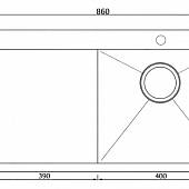 Мойка из нержавейки 860х500 мм, нержавеющая сталь, крыло слева, Seaman Eco Marino SMV-Z-860L.A