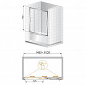 Шторка на ванну 150 см, профиль хром, Cezares TRIO-V-22-150/145-P-Cr
