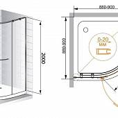 Душевой уголок 90х90 см, профиль хром, левый, Cezares BERGAMO-R-1-90-ARCO-P-Cr-L