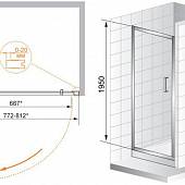 Душевая дверь в нишу 80 см, профиль хром, Cezares PORTA-B-11-80-C-Cr