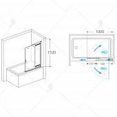 Шторка на ванну 100 см, стекло прозрачное, RGW Screens SC-44 03114410-11