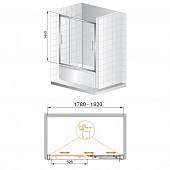 Шторка на ванну 180 см, профиль хром, Cezares TRIO-V-22-180/145-P-Cr