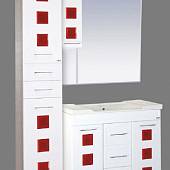 Шкаф-зеркало 80 см, белый/красный, левый, Misty Кармен 80 L П-Крм04080-2615Л
