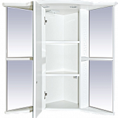 Шкаф-зеркало 60 см, белый фактурный, правый, угловой, Misty Олимпия 60 R П-Оли02060-012УгП