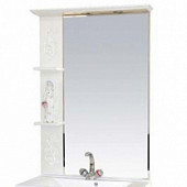 Зеркало 75 см, белое фактурное, левое, Misty Вирджиния Бабочка 75 L П-Вир02075-012Л