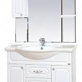 Шкаф-зеркало 85 см, белый металлик, левый, Misty Александра 85 L П-Але04085-352СвЛ