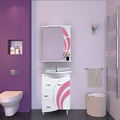 Шкаф-зеркало 60 см, розовый, левый, Misty Каролина 60 L П-Крл02060-295СвЛ