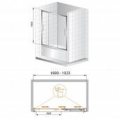 Шторка на ванну 190 см, профиль хром, Cezares TRIO-V-22-190/145-C-Cr