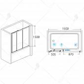 Шторка на ванну 150 см, стекло прозрачное, RGW Screens SC-41 04114115-11