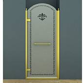 Душевая дверь в нишу 90 см, профиль золото, левая, Cezares RETRO-B-1-90-PP-G-L