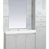 Шкаф-зеркало 105 см, белый фактурный, Misty Вирджиния Бабочка 105 П-Вир02105-012