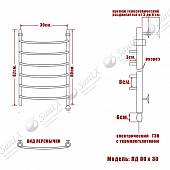 Полотенцесушитель электрический, тэн справа, 80х30, хром НИКА ARC ЛД
