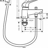 Смеситель на борт ванны, хром, Hansgrohe Novus 71044000