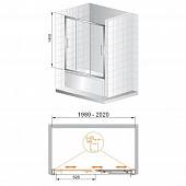 Шторка на ванну 200 см, профиль хром, Cezares TRIO-V-22-200/145-P-Cr