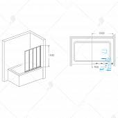 Шторка на ванну 100 см, стекло прозрачное, RGW Screens SC-23 03112310-11