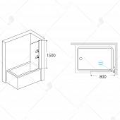 Шторка на ванну 80 см, стекло прозрачное, RGW Screens SC-54 03115408-11