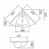 Комплект мебели 62 см, угловая, бело-серая, Акватон Альтаир 62 1A042601AR310-K