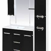 Шкаф-зеркало 90 см, черный, левый, Misty Кристи 90 L П-Кри02090-021СвЛ