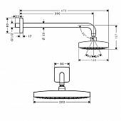 Верхний душ 300х160 мм, 2 режима, бок. кроншт. 390 мм, 9 л/мин Hansgrohe Raindance Select E 26609000