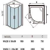 Душевая кабина 90х90 см, Welt Wasser Waise-1 WW 1000 PREMIUM