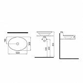 Раковина 53 см, белая, Bien Dune DNLG05301FD0W3000