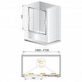 Шторка на ванну 170 см, профиль хром, Cezares TRIO-V-22-170/145-P-Cr